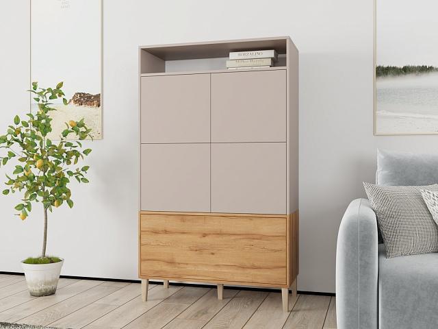 Стеллаж Скарлет - 9 Дуб Золотистый / Кашемир