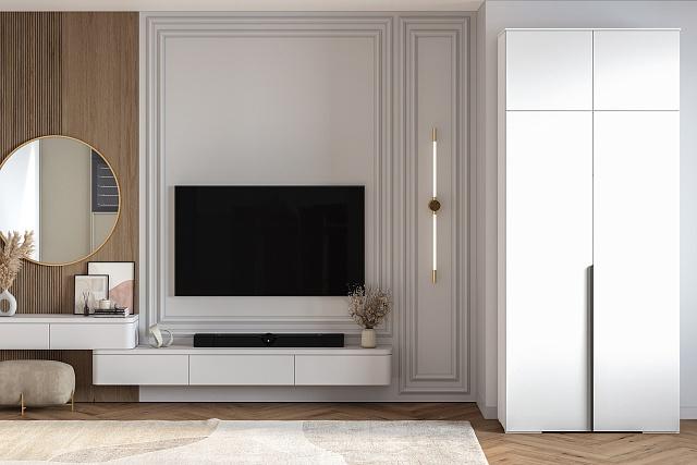 Шкаф распашной Солфорд - 2 с антресолью Белый