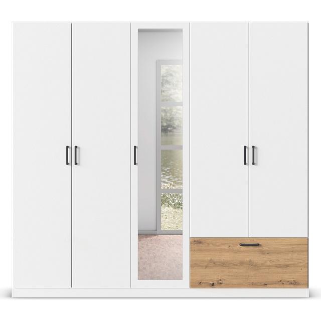 Шкаф распашной Бари - 4 Белый / Дуб Бунратти