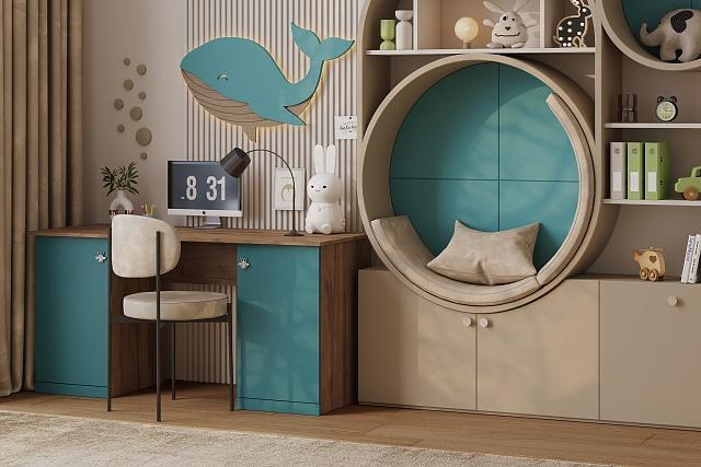 Письменный стол Скарабей - 4 МДФ Аквамарин