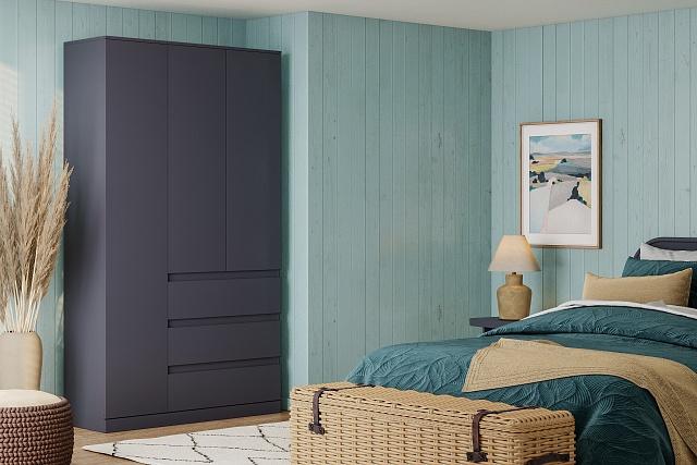 Шкаф распашной Мальм - 3 Графит