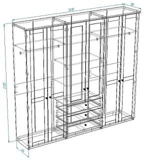 Шкаф распашной София РАХ - 14 МДФ Кашемир