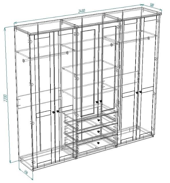 Шкаф распашной София РАХ - 14 МДФ Кашемир