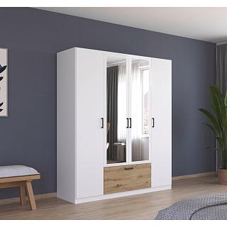 Шкаф распашной Бари - 2 Белый / Дуб Бунратти