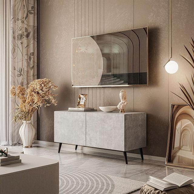 Тумба под ТВ Виго - 2 на ножках Ателье Светлое