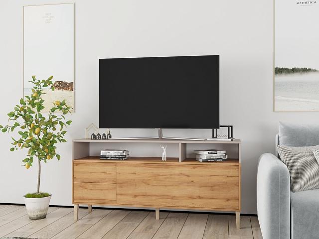 Тумба под ТВ Скарлет - 14 Дуб Золотистый / Кашемир