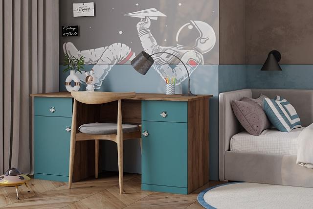 Письменный стол Скарабей - 6 МДФ Аквамарин