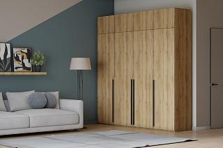 Шкаф распашной Лорена Пакс - 4 с антресолью Дуб Золотистый