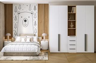 Шкаф распашной Хейсон - 21 Дуб Золотистый / Белый