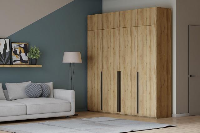 Шкаф распашной Лорена Пакс - 4 с антресолью Дуб Золотистый