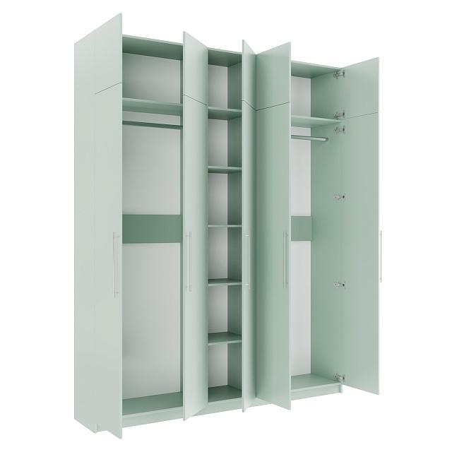 Шкаф распашной Калифорния - 5 с антресолью Пастельный Зеленый
