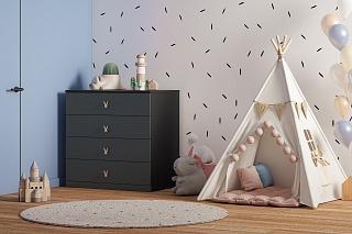 Комод Банни - 4 МДФ Черный Агат