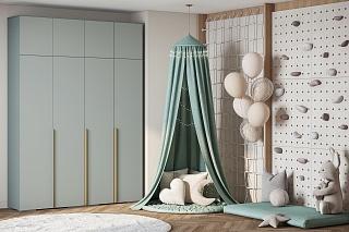 Шкаф распашной Солфорд - 4 с антресолью Зеленый Айсберг