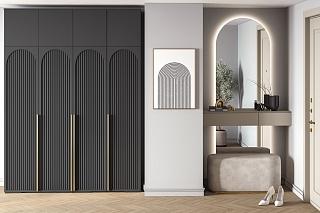 Шкаф распашной Рослин - 4 с антресолью Черный