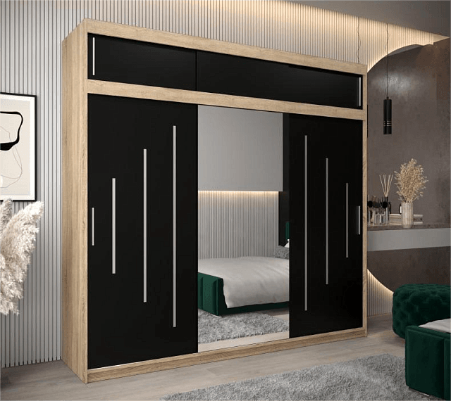 Шкаф-купе Валмиера NEW - 5А Дуб Сонома / Черный