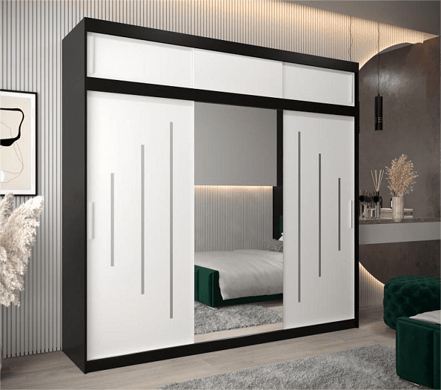 Шкаф-купе Валмиера NEW - 5А Черный / Белый