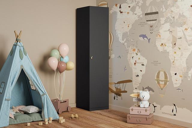 Шкаф распашной Банни - 1 МДФ Черный Агат