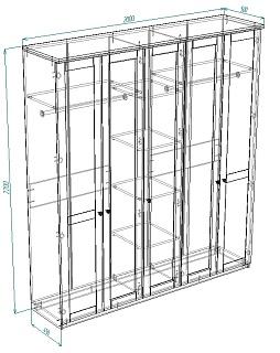 Шкаф распашной София РАХ - 9 МДФ Кашемир