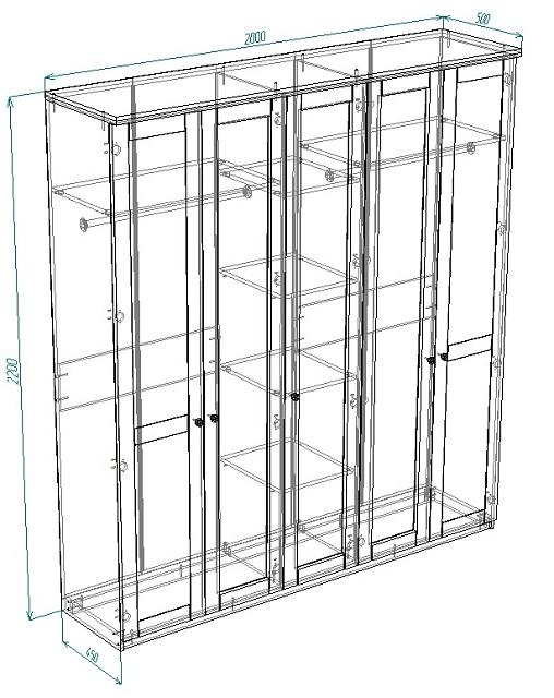 Шкаф распашной София РАХ - 9 МДФ Графит