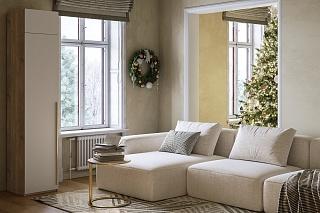 Шкаф распашной Лорена Хит - 1 с антресолью Сатин