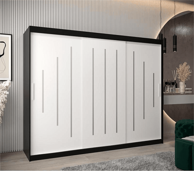 Шкаф-купе Валмиера NEW - 7 Черный / Белый