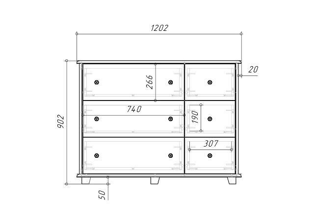 Комод Луиза - 6 МДФ Белый