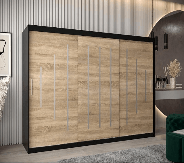 Шкаф-купе Валмиера NEW - 7 Черный / Дуб Сонома