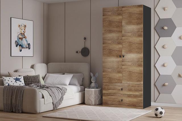 Шкаф распашной Банни - 2.2 МДФ Дуб Мореный