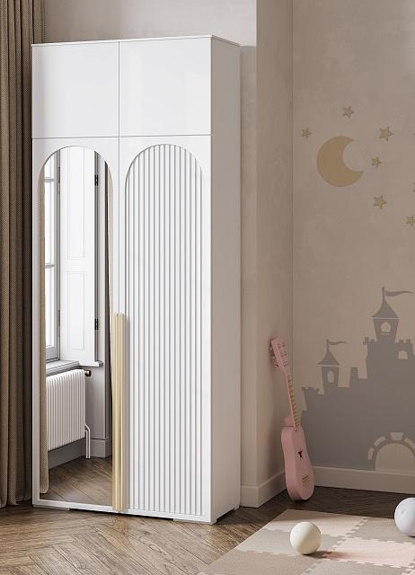 Шкаф распашной Рослин - 2.1 с антресолью Белый