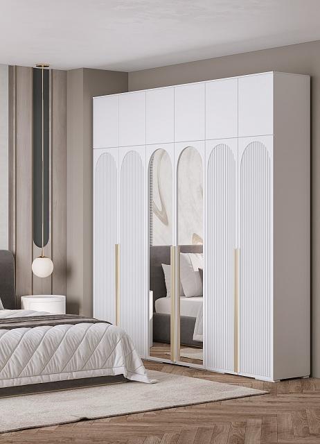 Шкаф распашной Рослин - 6.1 с антресолью Белый