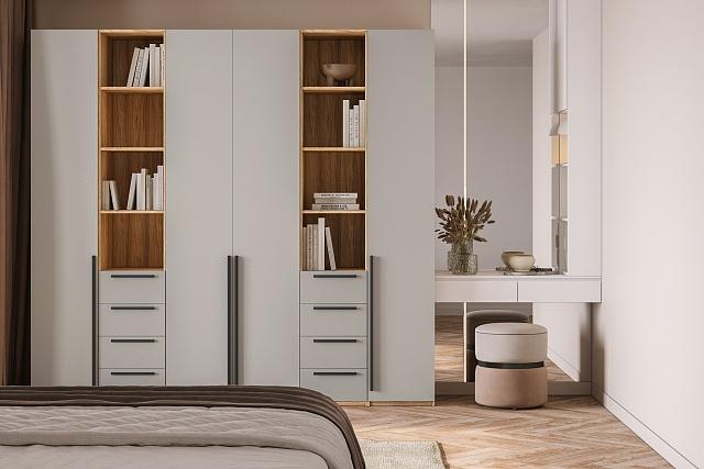 Шкаф распашной Хейсон - 16 Блэквуд Ячменный / Кашемир