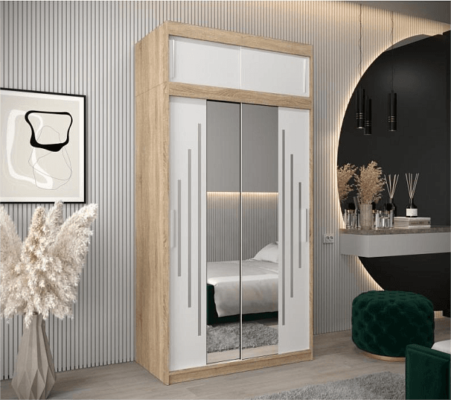 Шкаф-купе Валмиера NEW - 4А Дуб Сонома / Белый