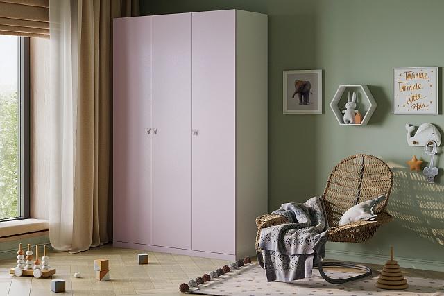 Шкаф распашной Банни - 3 МДФ Розовый Лайт