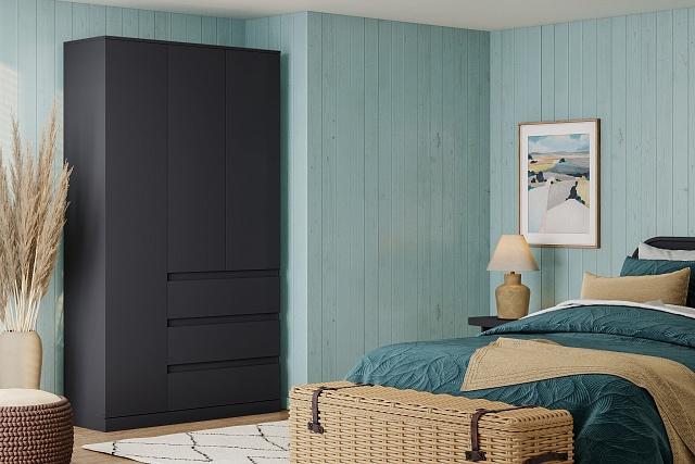 Шкаф распашной Мальм - 3 Черный