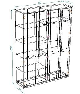 Шкаф распашной София РАХ - 3 МДФ Кашемир