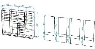 Шкаф-купе 4-дверный (349ВЕЗ-2)