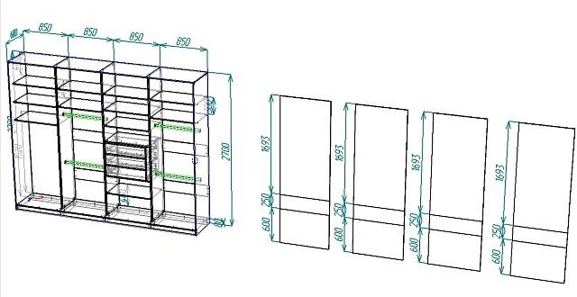Шкаф-купе 4-дверный (349ВЕЗ-2)