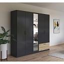 Шкаф распашной Бари - 4 Черный / Дуб Бунратти