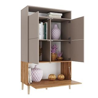 Стеллаж Скарлет - 9 Дуб Золотистый / Кашемир