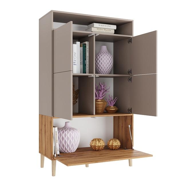 Стеллаж Скарлет - 9 Дуб Золотистый / Кашемир