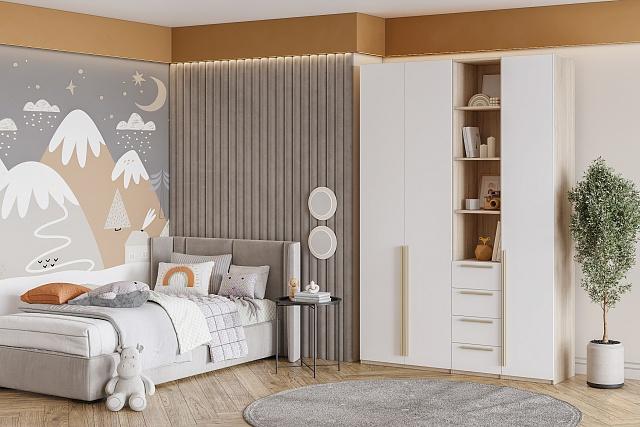 Шкаф распашной Хейсон - 20 Дуб Сонома / Белый