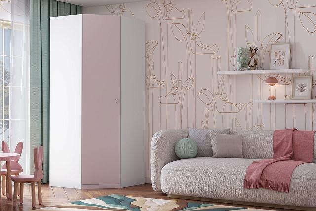 Шкаф угловой Банни МДФ Розовый Лайт