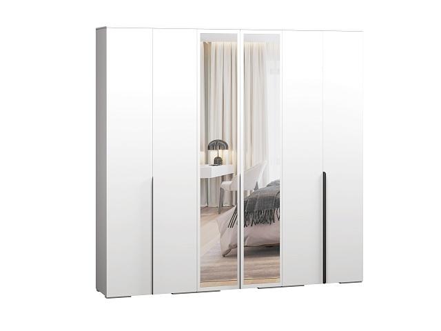 Шкаф распашной Солфорд - 6 с зеркалом Белый
