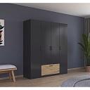 Шкаф распашной Бари - 1 Черный / Дуб Бунратти