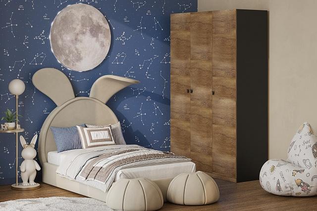 Шкаф распашной Банни - 3 МДФ Дуб Мореный