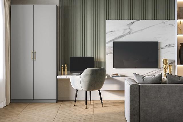 Шкаф распашной Хелена - 2 Шиншилла Серая