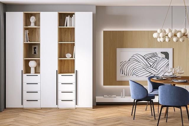 Шкаф распашной Хейсон - 15 Дуб Золотистый / Белый