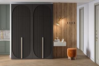 Шкаф распашной Брей - 2 с антресолью Черный