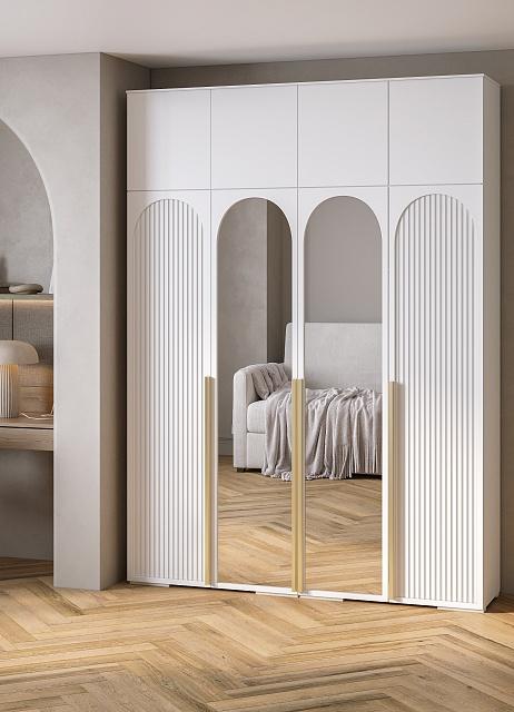 Шкаф распашной Рослин - 4.1 с антресолью Белый