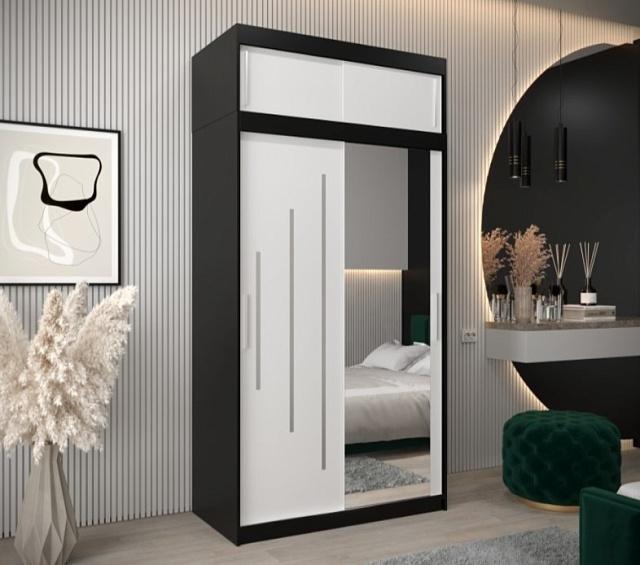 Шкаф-купе Валмиера NEW - 3А Черный / Белый